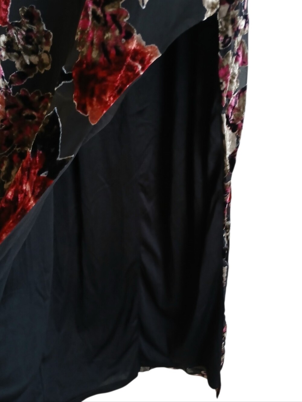 LULU'S Velvet Burnout Bustier Maxi Dress Women's XL Black High Slit Boning Goth - Picture 4 of 12